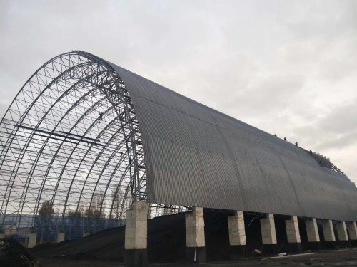 Installation of Large-span Space Frame Coal Shed Completed Feature Image
